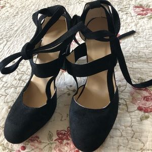 Black suede chunky heels. Brand new. Never worn